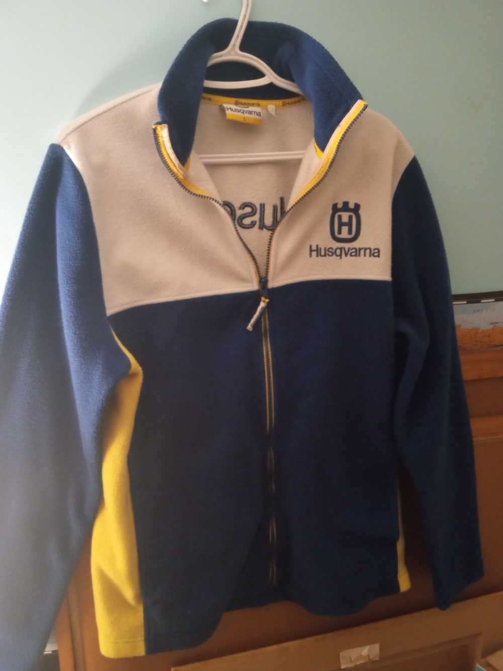 Husqvarna Men's Navy, Cream & Yellow Full-Zip Fleece Jacket